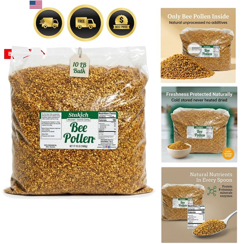 Bee Pollen Granules – Natural, Unprocessed, Energy Boost – 10 lb.