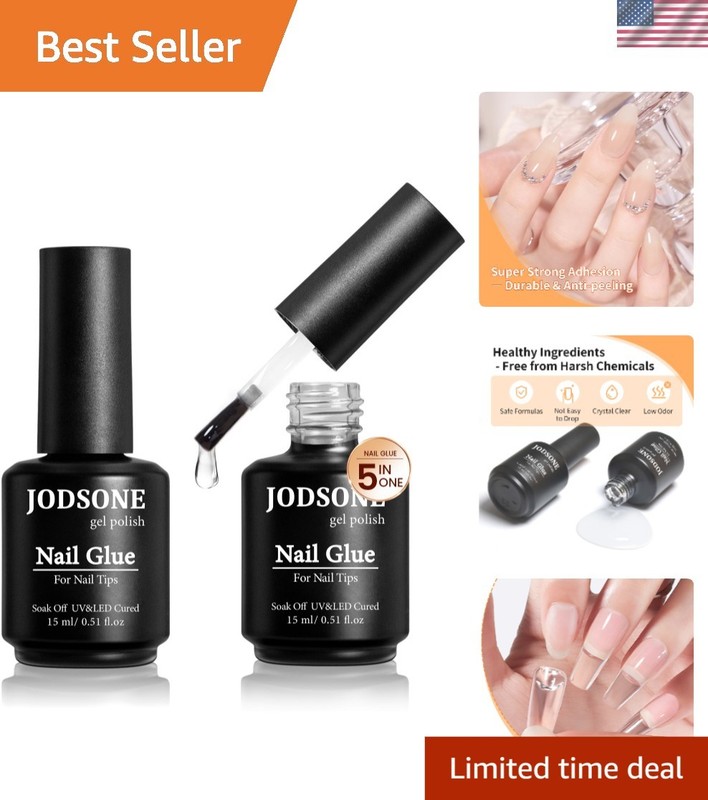 2 Bottles of 15ML Nail Glue Gel: Strong Adhesion for 28 Days of Perfection