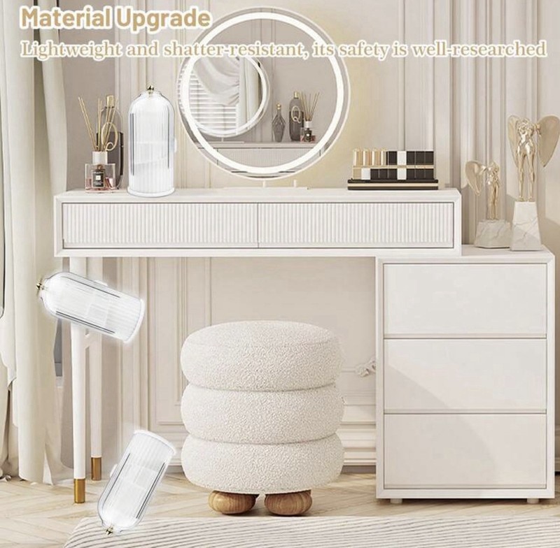 360° Rotating Makeup Brush Holder Organizer w/ Lid Dustproof Vanity Storage gallery