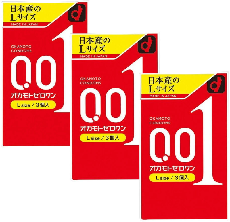 OKAMOTO ZERO ONE 001 Size Large Ultra thin Condom 3pc x 3 packs – Ship from CA