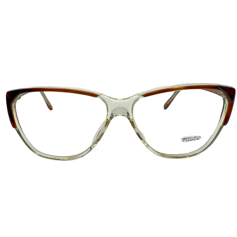 Vintage Basic Filos Clear brown cat eye spring temples sz 52-16 Eyeglasses H2996