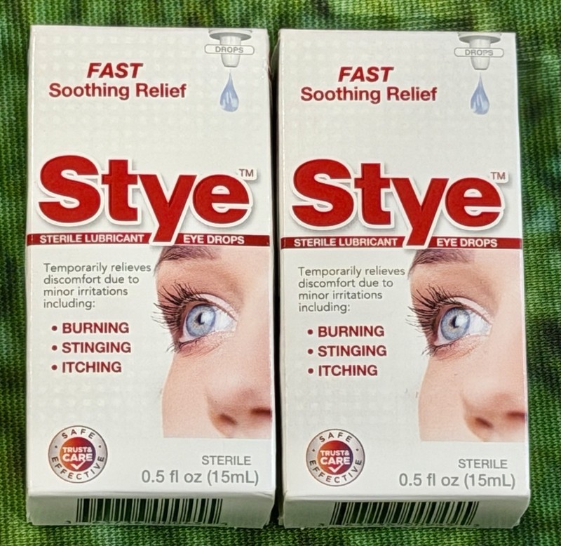(2) Stye Sterile Lubricant Eye Drops, Fast Soothing ReLief Exp 06/27