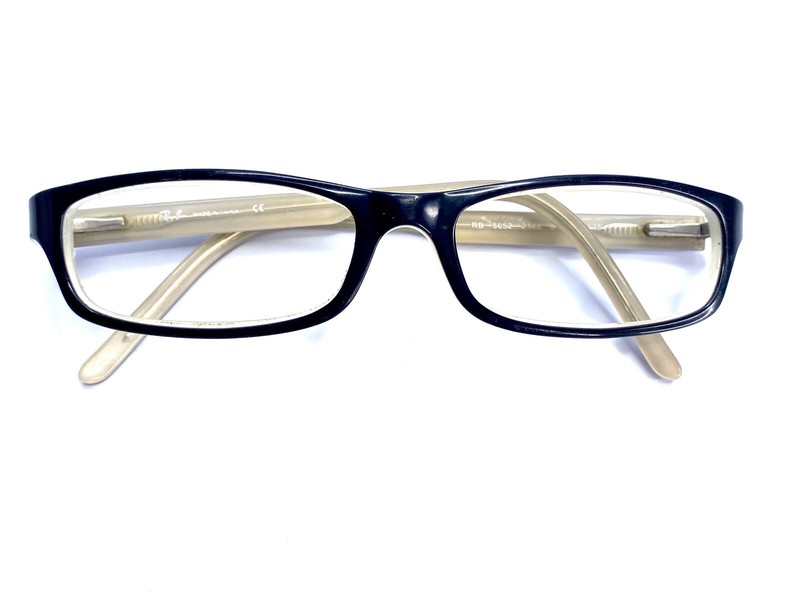 RayBan Black Rectangular W Beige Interior Eyeglasses RB 5052 2148 51 16 135 gallery