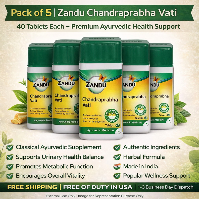 Ayurvedic Zandu Chandraprabha Vati 40 Tablets x5 Herbal Supplements
