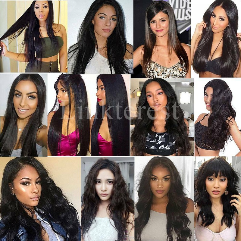 100 Real Remy Brazilian Human Hair Full Wig Short Straight Wavy Black Brown Wigs gallery