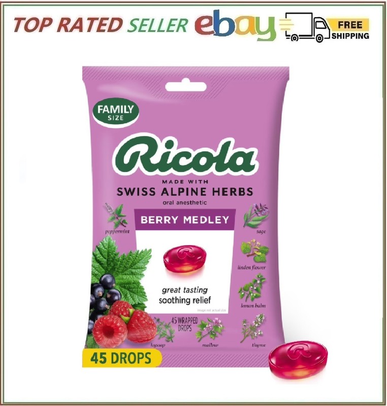 Ricola Berry Medley Throat Drops, 45 Count