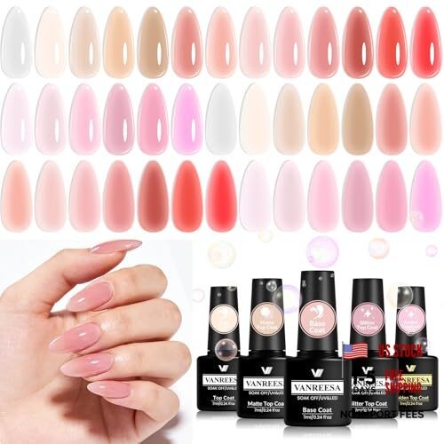 24Pcs Jelly Gel Nail Polish Set -Soft Nude Milky Sheer & Natural Jelly Gel