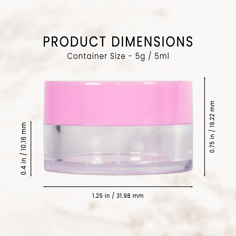 Beauticom® 5G/5ML (600 PCS) HQ Round Clear Plastic Refillable Jars w/ Pink Lids gallery