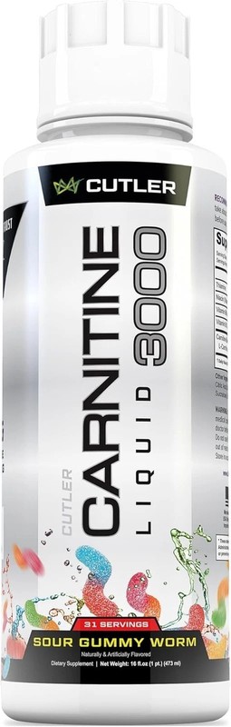 Liquid L-Carnitine 3000mg, Sour Gummy Worm Flavor, 473ml Energy