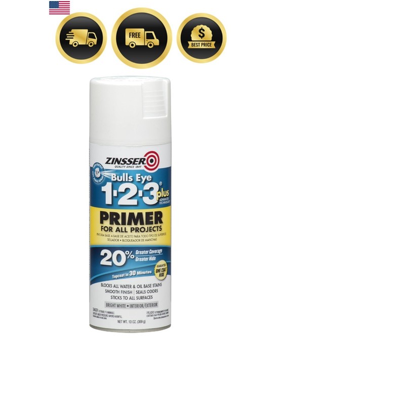 Primer Spray White Interior Exterior Masonry Wood Metal 13oz