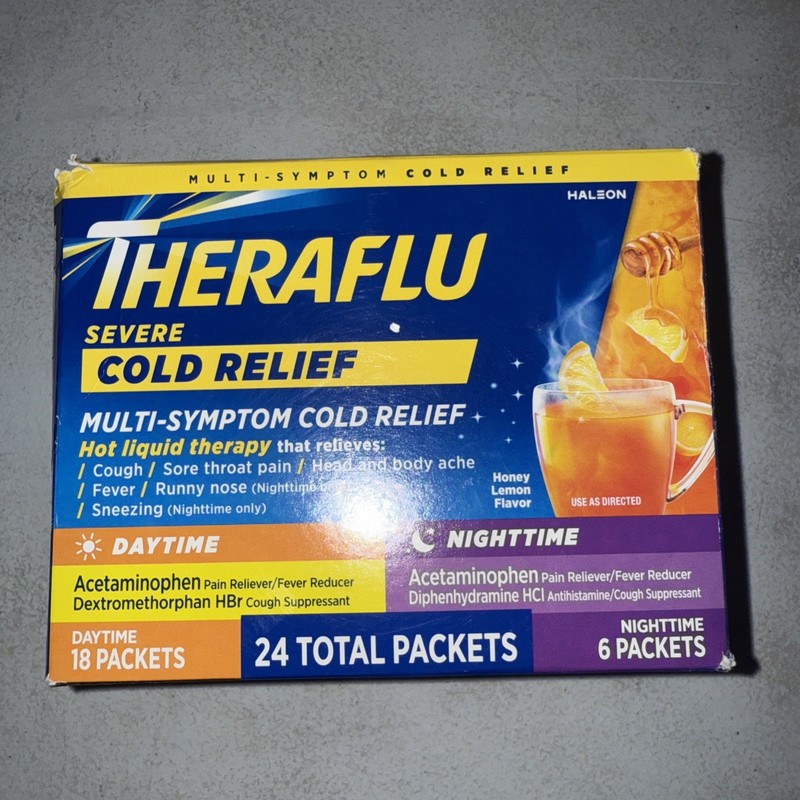 NEW Theraflu MultiSymptom Nighttime 6ct & Daytime 18ct = Total 24 packets
