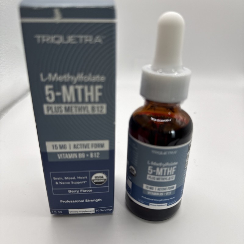 Triquetra L-Methylfolate 5-MTHF Plus Methyl B12 Supplement 15mg 60 servings 1 oz