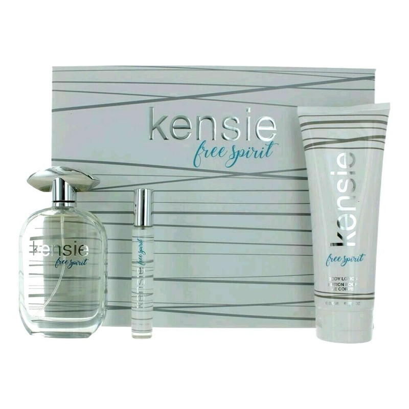 KENSIE FREE SPIRIT 3 PCS GIFT SET FOR WOMEN EDP 3.4 Oz, EDP 0.3 Oz, BODY LOTION!