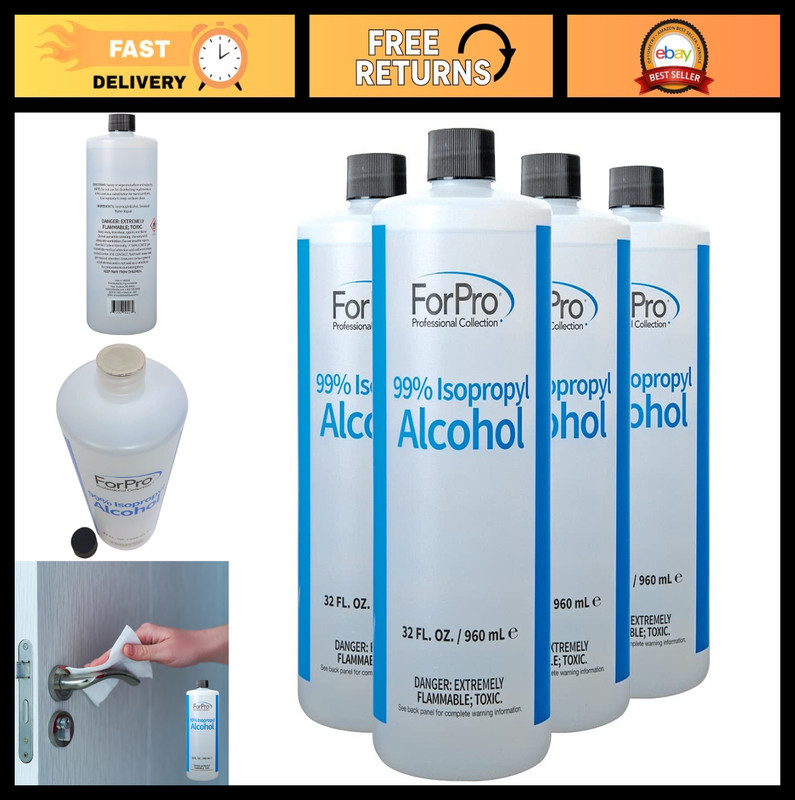 99% Isopropyl Alcohol IPA – Pure Concentrated Solution, 1 Gallon (4 Pack)