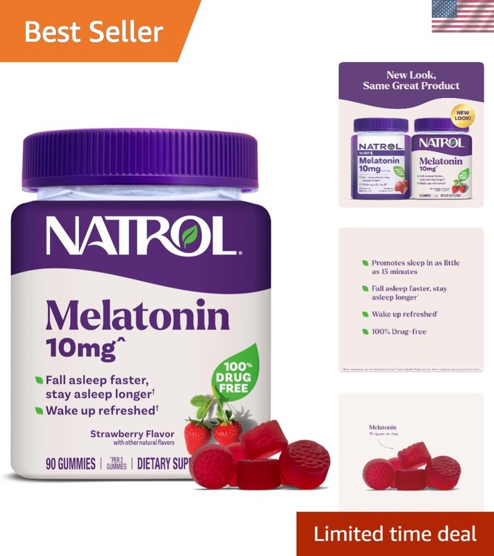 Gelatin-Free Melatonin Gummies 10 mg – 90 Strawberry-Flavored Sleep Supplements