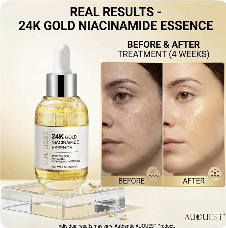 24K Gold Niacinamide Essence Anti-Aging Serum Vitamin C Hyaluronic Acid Collagen gallery