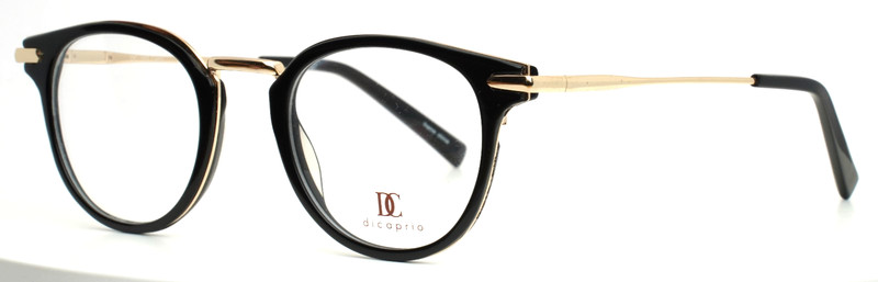 DICAPRIO DC163 Black Gold Womens Round Full Rim Eyeglasses 46-19-145 B:40