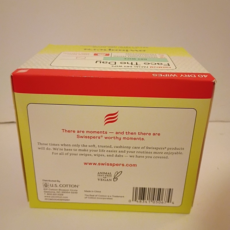 Swisspers Face the Day Dry Wipes, Disposable Facial Towels, Large 100% Cotton gallery