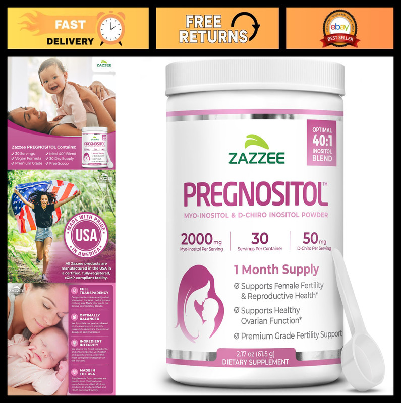 Myo-Inositol & D-Chiro-Inositol Fertility Powder, 30 Servings, Vegan, Non-GMO