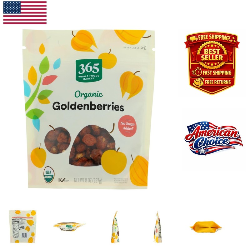 Sustainable Organic Dried Goldenberries – 8 Ounce Pouch for Healthy Snacking