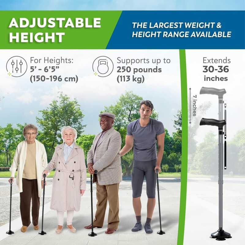 Walking Cane for Men & Women Foldable, Adjustable, Heavy Duty, Free Standing gallery