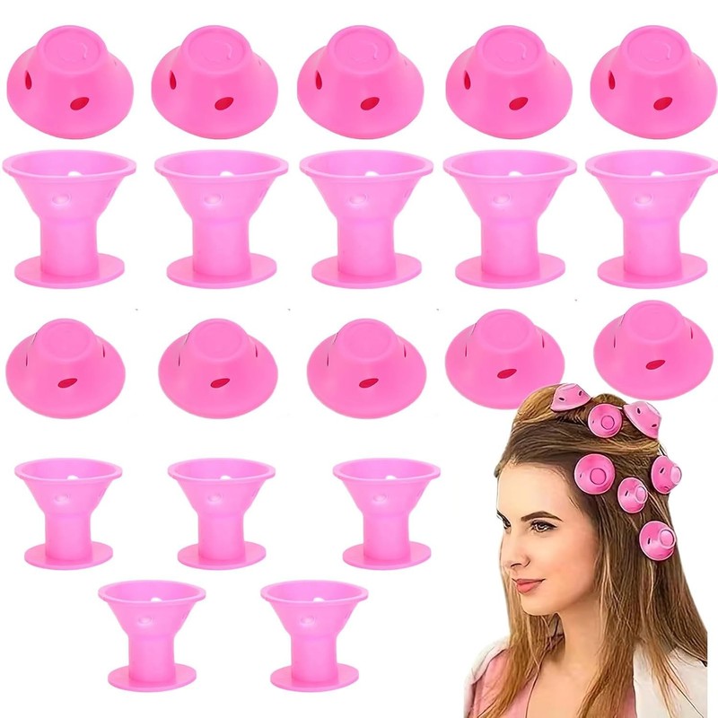 5pc Rollers for Hair, Hand-Rolled Mushroom Bell Rolls, Silicone Hair Curlers