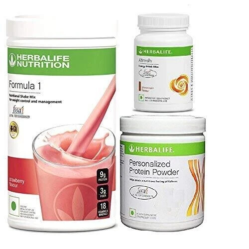 Herbalife Formula 1 Shake Strawberry 500gm + Protein Powder 200gm+ Afresh gallery
