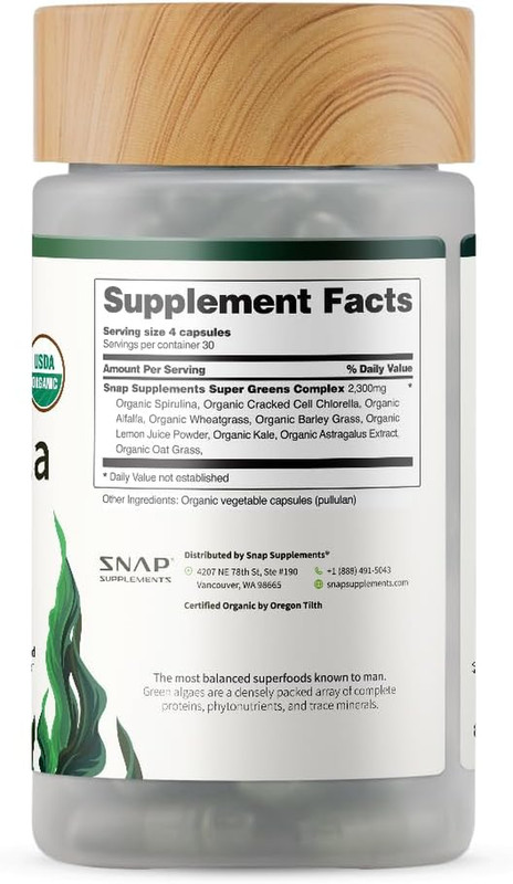 Espirulina y clorela orgánicas - Apoyo energético e inmunológico, 120 cápsulas gallery