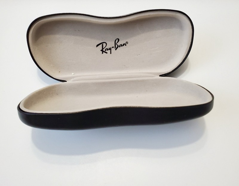Ray Ban Black hard case Sunglasses Eye Glasses flip top Beige velvet interior