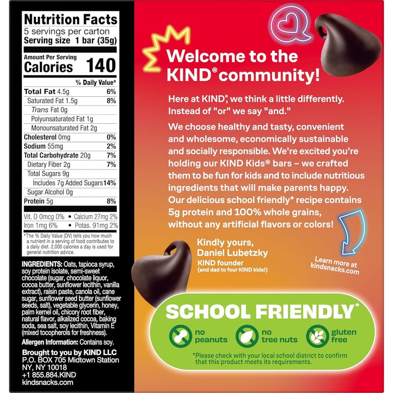 KIND Kids Chocolate Chip Bar Tree Nut Free Peanut Free Gluten Free - 5 Bars gallery
