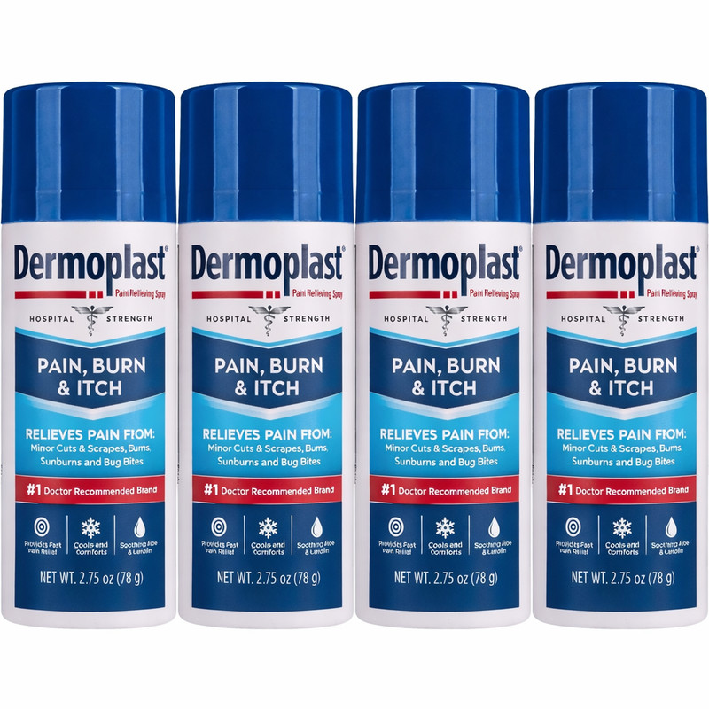 Dermoplast Pain, Burn&Itch Spray for Minor Cuts, Burns, 2.75 oz, 4 Pack