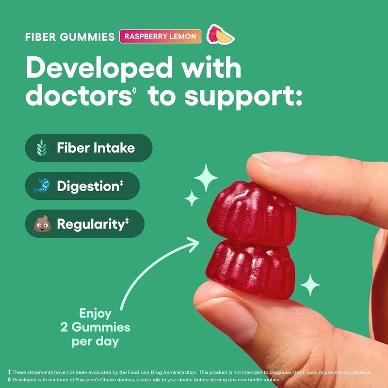 Physician’s Choice Fiber Gummies for Digestive Health & Regularity - Raspberry L gallery