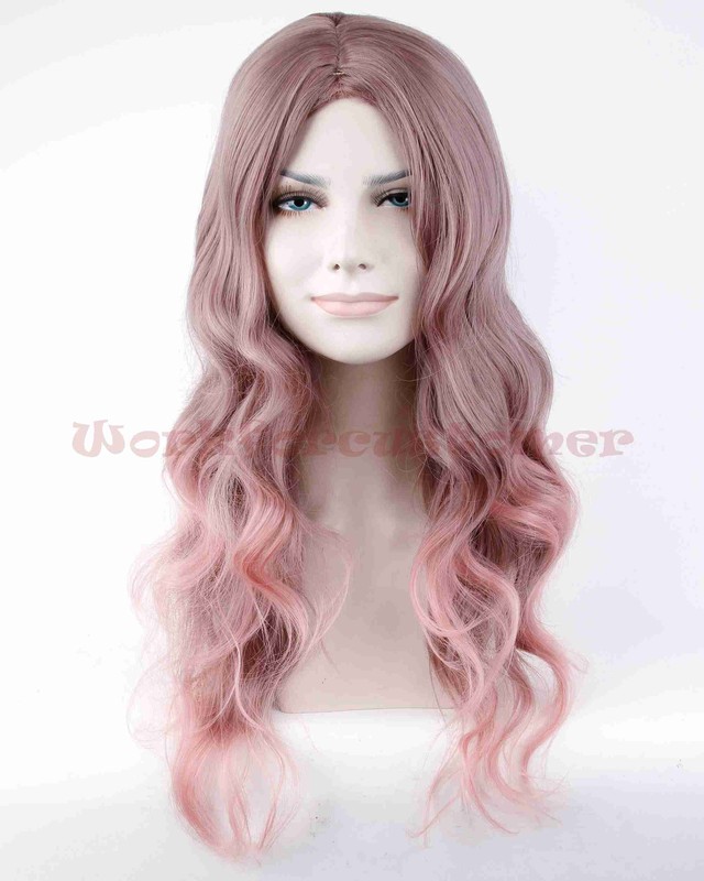 Light Pink to Purple Wigs Long Fluffy Curly Wavy Hair Wigs for Women Cosplay Wig gallery