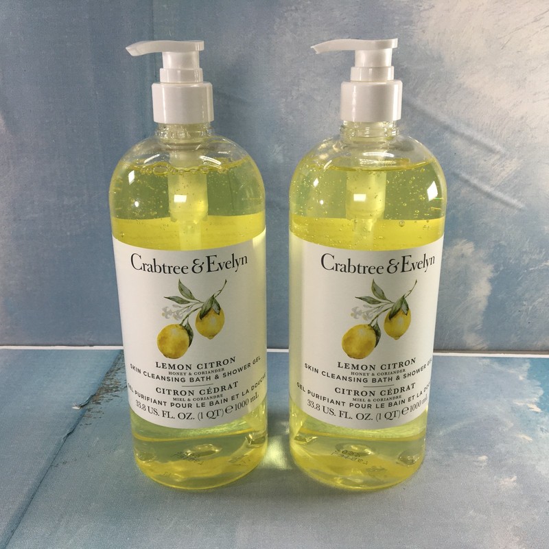 Crabtree & Evelyn Lemon Citron Bath & Shower Gel, 2 Pack, 33.8 oz Each (Jumbo)