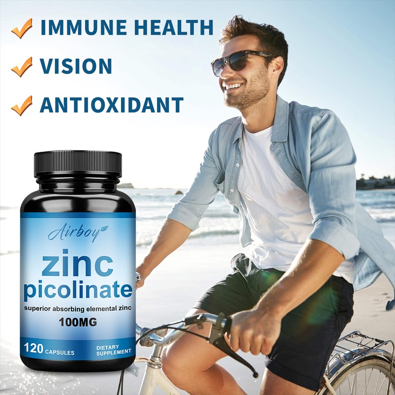 Zinc Picolinate 100mg 120 Veg Capsules-Immune Support and Skin Health,Potency gallery