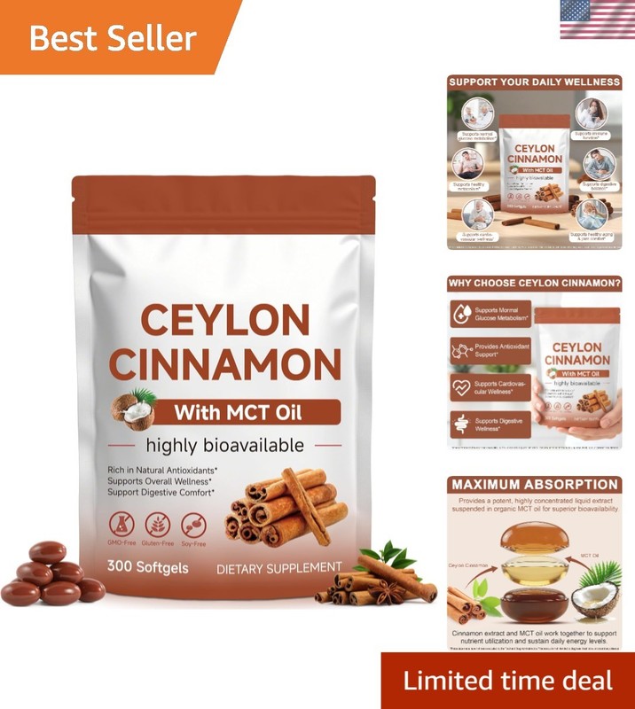 Ceylon Cinnamon Softgels with MCT Oil – Metabolism & Digestive Support – 300 …