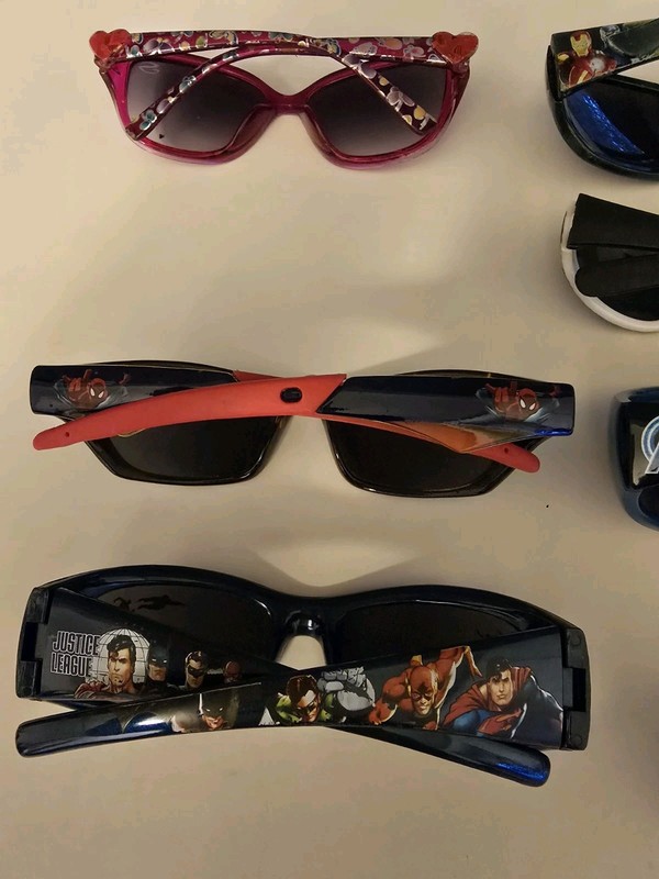 Lot of 10 Kids Comic Sunglasses Marvel,Hulk, Princess, Camo minor scratches gallery
