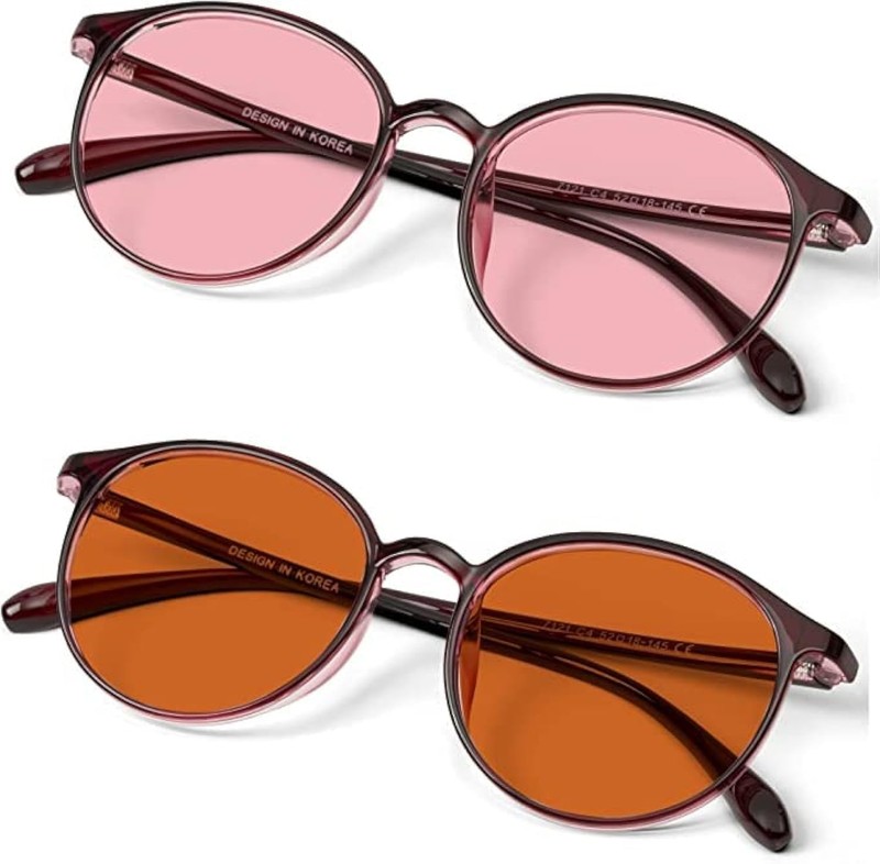 BRADDELL Indoor FL-41 Rose & Outdoor FL-60 Brown Tinted Migraine Light Sensit…