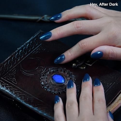 Semi Cured Gel Nail Strips | No LED Lamp Needed | Fall, Navy, Solid, Jelly | gallery
