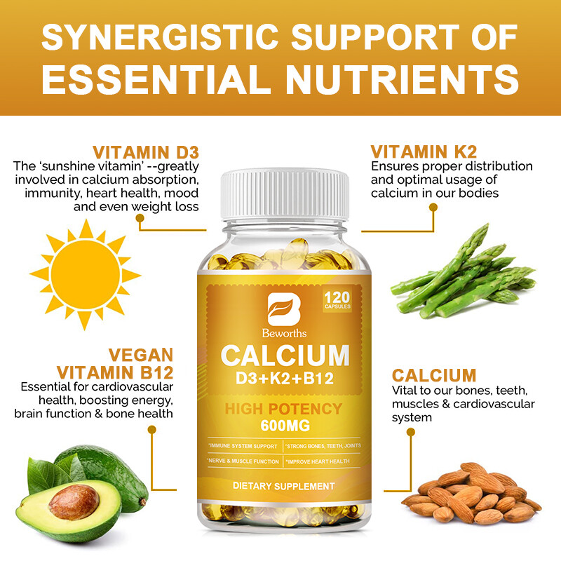 Vitamin K2 D3 B12 Vitamin Supplement with Calcium, Boost Immunity & Heart Health gallery