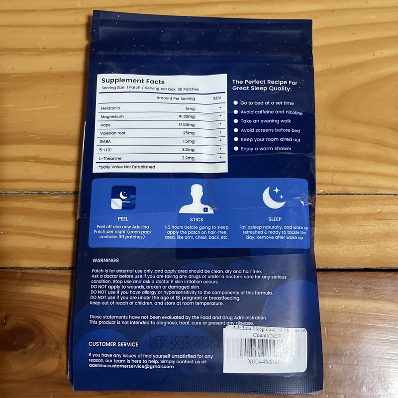 3x30 Melatonin Sleep Patches - Adellina - 90 Total - Exp 03/27 - Free Shipping gallery