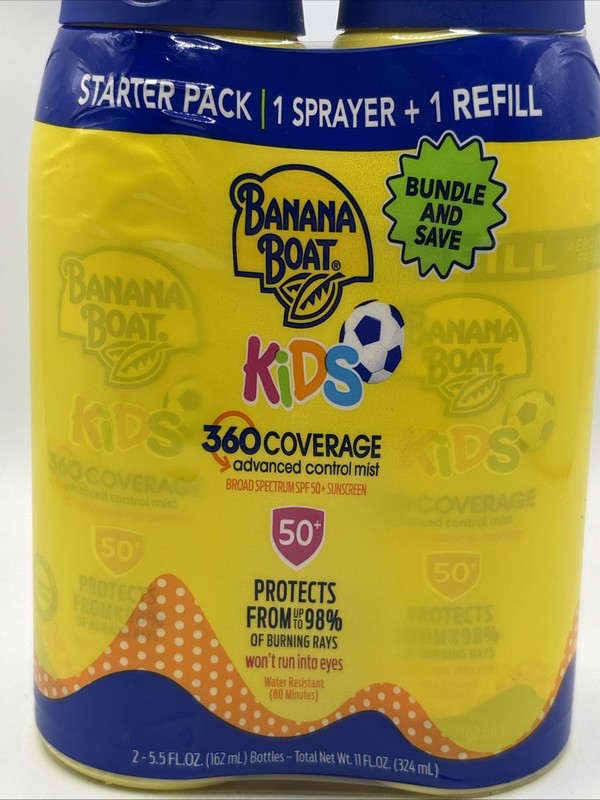 Banana Boat 360 Coverage Kids' SPF 50+ Sunscreen Mist w/Refill Bottle EXP 05/27 gallery