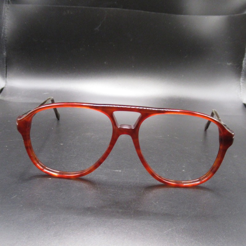 Vintage USA EXEC Demi Amber Aviator Eyeglass Frames 58-16-145 Made in USA