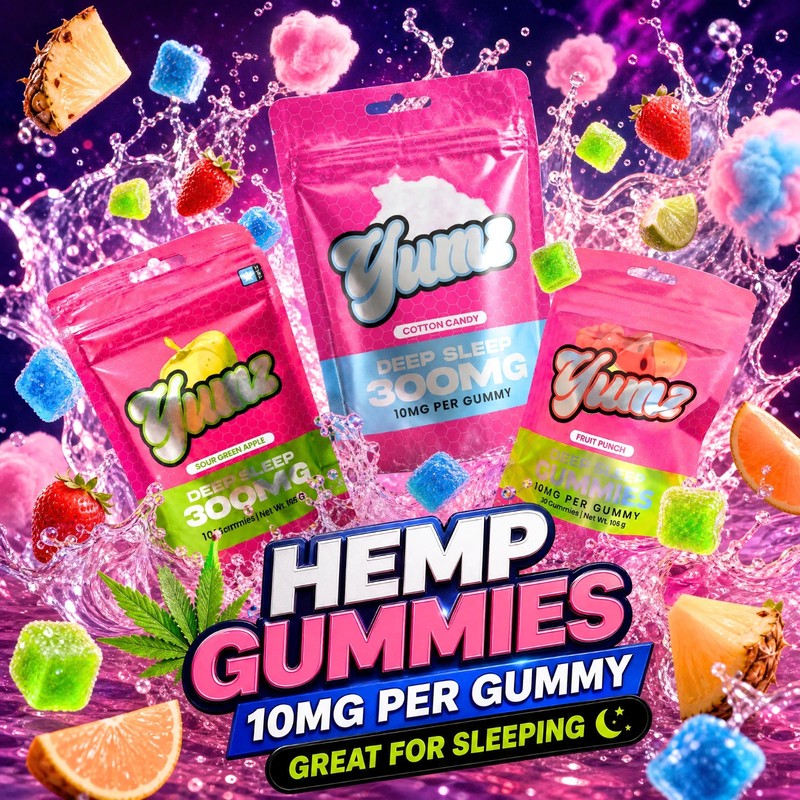 Hemp-Oil Gummies – Sleep – Sour Green Apple – Vegan – Made in USA – 30CT – YUMZ