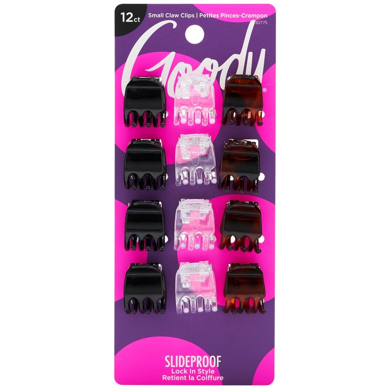 Goody Small Basic Half-Claw Hair 12 Count (Pack of 1), Black,Clear,Brown