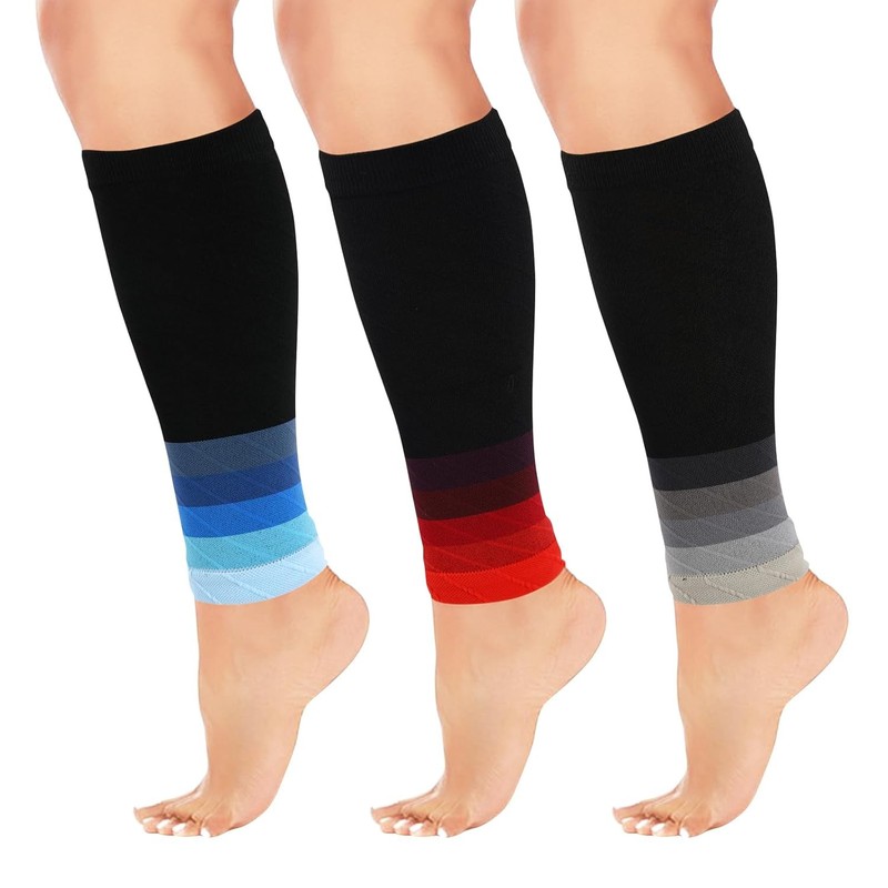 Junely 3 Pairs Calf Compression Sleeve for Men and Women for Running Athletic Nu