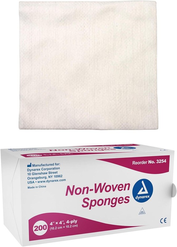 Dynarex Non Woven Gauze Sponges 4 x 4 – Non-Sterile- 4-ply – 200 Sponges-#3254