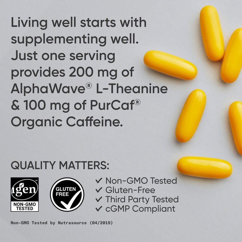 L-Theanine Supplement with Caffeine & Coconut MCT Oil - 60 Liquid Softgels gallery