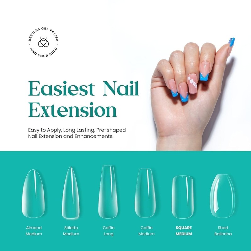 Luxury Beetles Medium Square Nail Kit: 500pcs Break-Resistant False Nails gallery