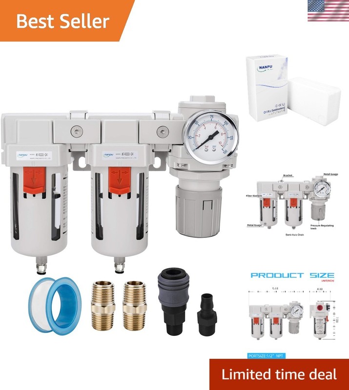 1/2″ NPT Air Drying System with Double Filters & Regulator – Enhanced Efficiency